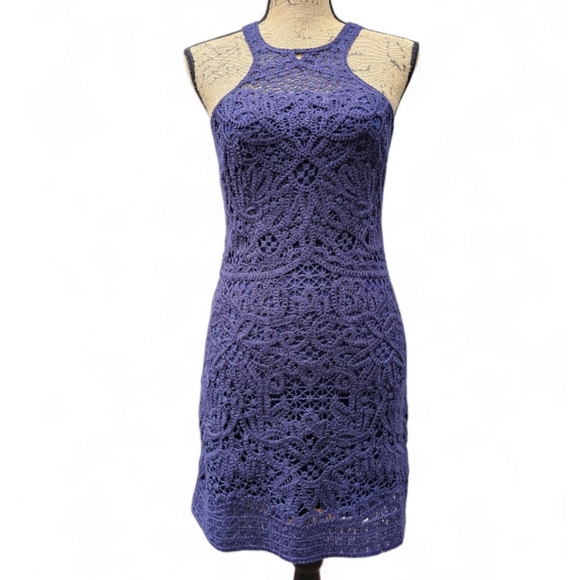 Lilly Pulitzer Jamie Midnight Blue Chrochet Mini Dress, Size S - Picture 3 of 7